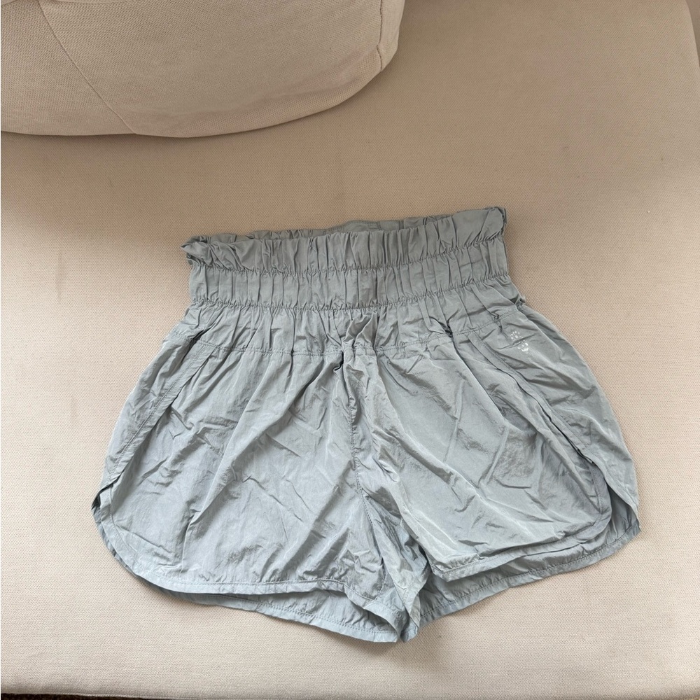 Gray metallic athletic shorts